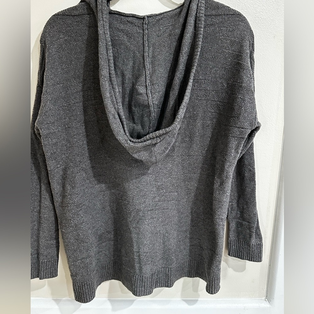 Gray Hooded Women's Sweater - Picture 3 of 4